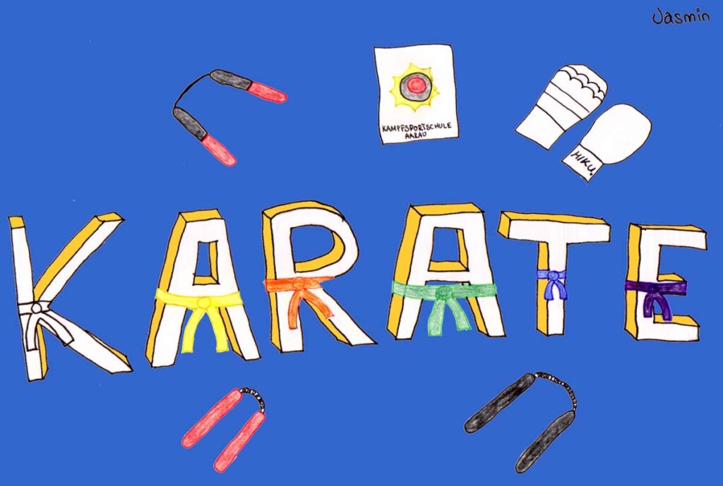 Eine Zeichnung als Geschenk für die Kinder Karate-Lehrerin der Kampfsportschule Aarau.