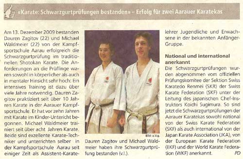 Karate-Bericht: Der Landanzeiger vom 14.1.2010. Karate: Schwarzgurtprüfungen bestanden