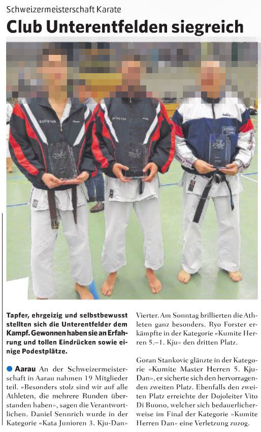 Karate Club Unterentfelden Vito Di Buono. Richtigstellung. Unlauterer Wettbewerb.