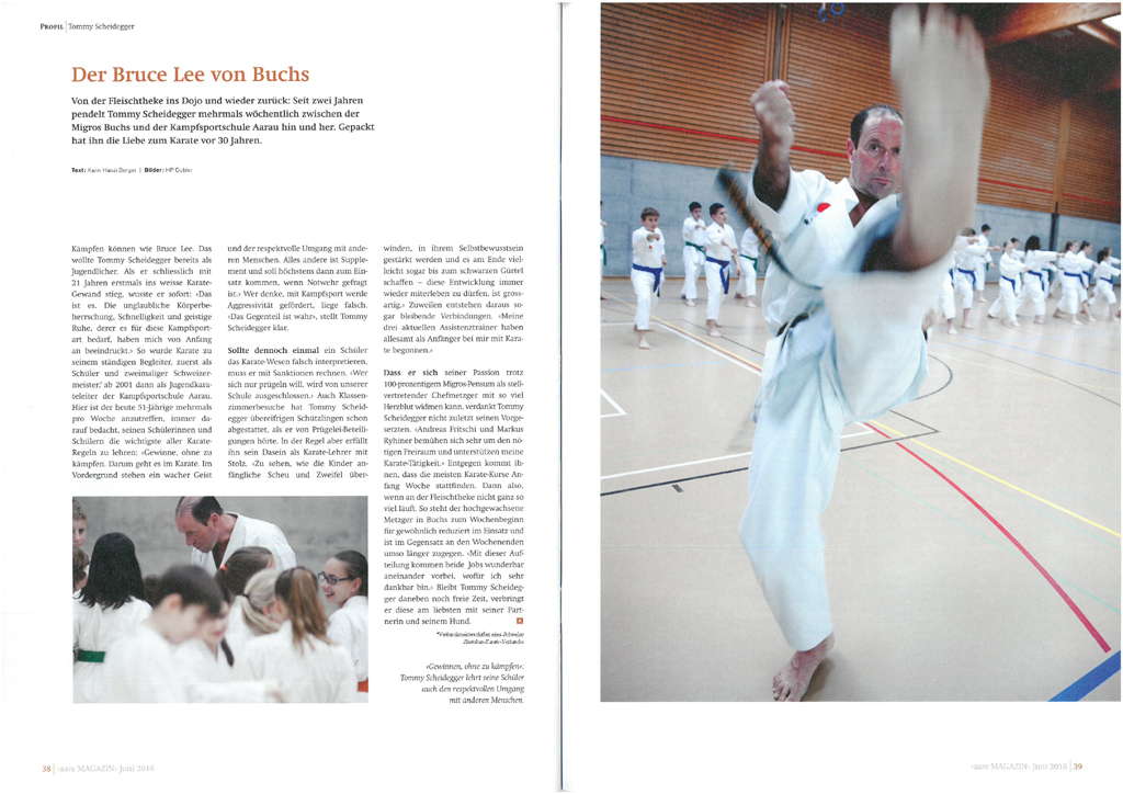 Der Bruce Lee von Buchs. Tommy Scheidegger aus Küttigen. Kampfsportschule Aarau. Schule für Karate Qi Gong Tai Chi Yoga Meditation