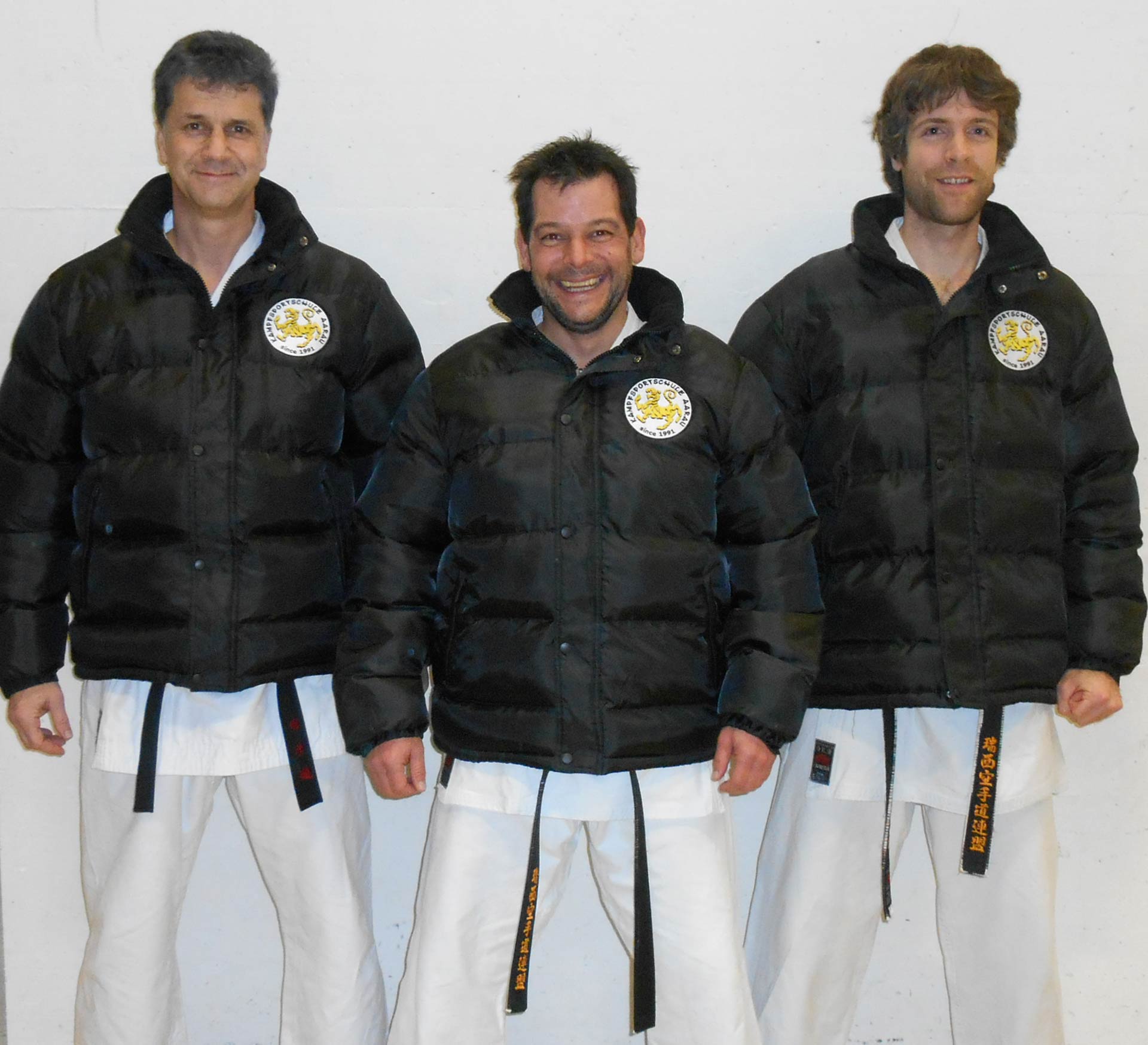 Karate Lehrer Kampfsportschule Aarau Roman Biehler aus Buchs Aargau, Roger Degen aus Lostorf, Michael Waldmeier aus Rombach (v.l.n.r.)