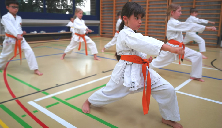 karate Kid Lara aus Gränichen mit ihren Karate-Kollegen